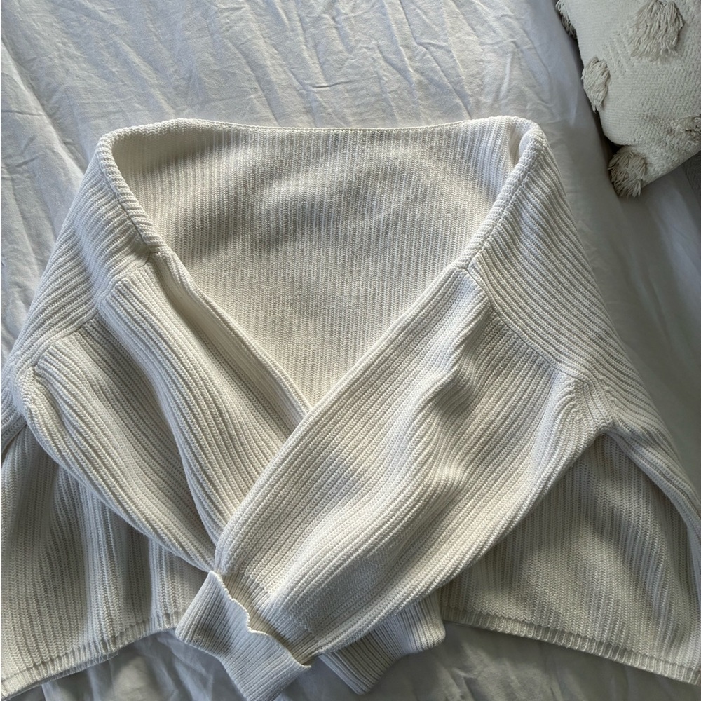 French Connection Off-the-Shoulder Cream Sweater